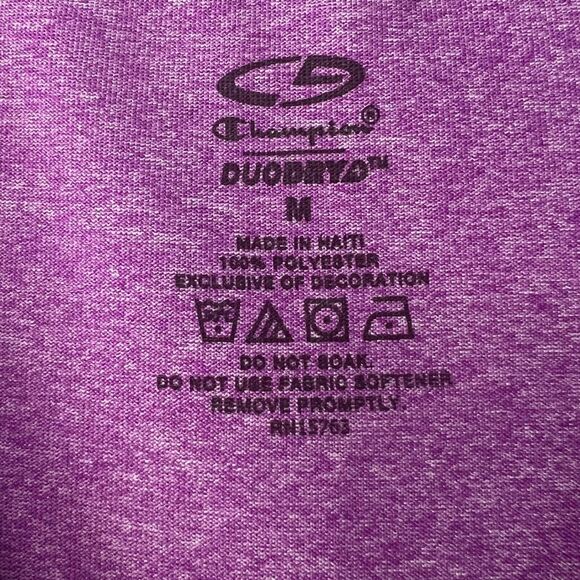 Champion DUODRY V-Neck Purple Athletic T-Shirt Moisture Wicking Top Size M - Picture 3 of 4